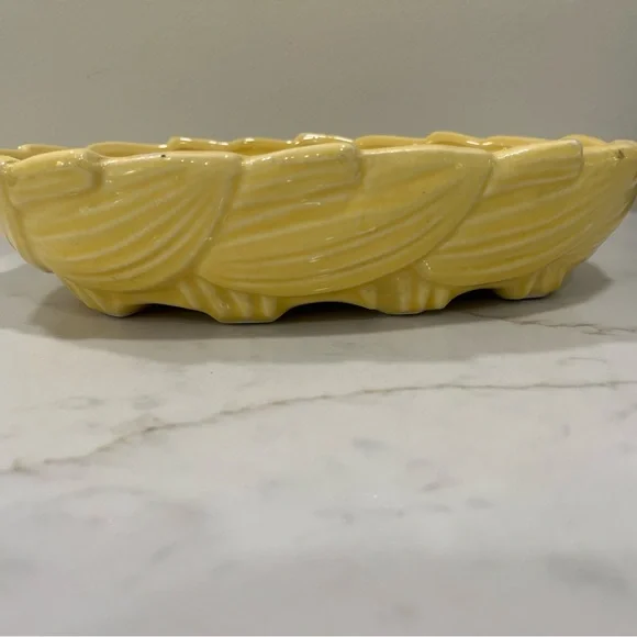 Vintage McCoy Yellow Pottery Bowl | Leaf & Swirl Design | Mid-Century Modern MCM - Picture 8 of 8